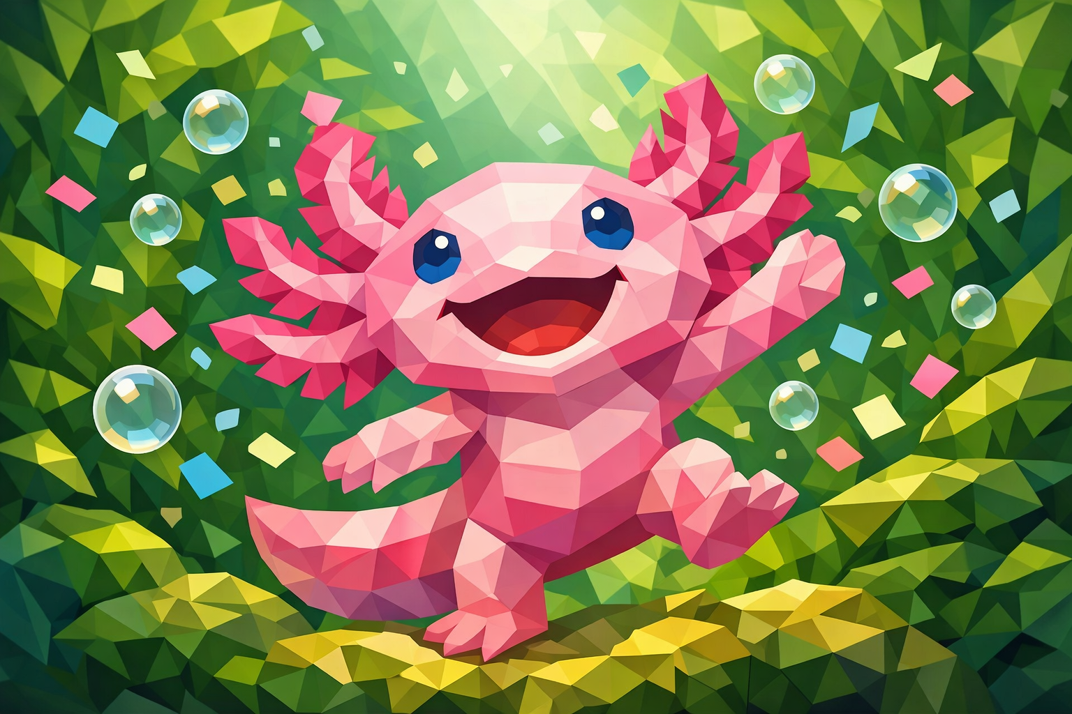 Axolotl celebrating